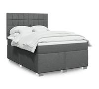 vidaXL Sommier à lattes de lit avec matelas Gris foncé 140x200cm Tissu