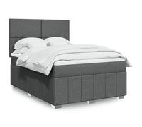vidaXL Sommier à lattes de lit avec matelas Gris foncé 140x200cm Tissu
