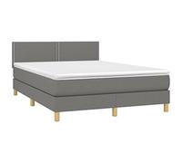 vidaXL Sommier à lattes avec matelas – Lit double rembourré moderne Tissu gris foncé 140x200 cm
