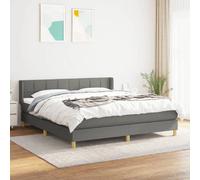 vidaXL Sommier à lattes de lit avec matelas Gris foncé 160x200 cm