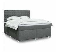 vidaXL Sommier à lattes de lit avec matelas Gris foncé 180x200cm Tissu