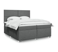 vidaXL Sommier à lattes de lit avec matelas Gris foncé 200x200cm Tissu