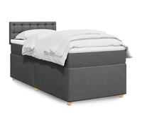 vidaXL Sommier à lattes de lit avec matelas Gris foncé 90x200 cm Tissu