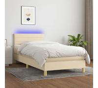 vidaXL Sommier à lattes de lit avec matelas LED Crème 80x200 cm Tissu