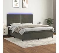 vidaXL Sommier à lattes de lit avec matelas LED - Gris foncé 180x200 cm