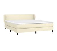 vidaXL Sommier à Lattes de Lit avec Matelas, Lit Rembourré, Lit Double, Lit Adulte de Chambre à Coucher Intérieur, Moderne, Crème 160x200cm Similicuir