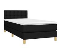 vidaXL Sommier à Lattes de Lit avec Matelas, Lit Rembourré, Lit Simple, Lit Adulte de Chambre à Coucher Intérieur, Moderne, Noir 80x200 cm Tissu