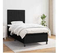vidaXL Sommier à lattes de lit avec matelas Noir 100x200 cm Tissu 3141915