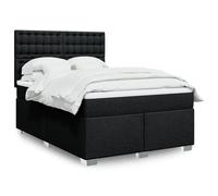 vidaXL Sommier à lattes de lit avec matelas Noir 140x200 cm Tissu