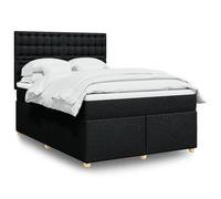 vidaXL Sommier à lattes de lit avec matelas Noir 140x200 cm Tissu