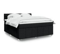 vidaXL Sommier à lattes de lit avec matelas Noir 180x200 cm Tissu Noir