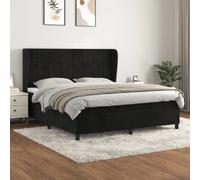 vidaXL Sommier à lattes de lit avec matelas Noir 180x200 cm Velours