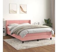 vidaXL Sommier à lattes de lit avec matelas Rose 140x200 cm Velours