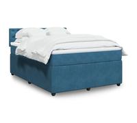 vidaXL Sommier à lattes de lit et matelas bleu 140x190 cm velours