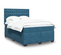 vidaXL Sommier à lattes de lit et matelas bleu 140x190 cm velours