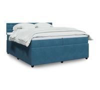 vidaXL Sommier à lattes de lit et matelas Bleu 200x200 cm velours