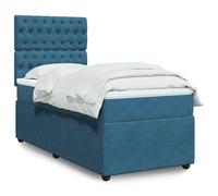vidaXL Sommier à lattes de lit et matelas Bleu foncé 80x200 cm Velours Multicolore