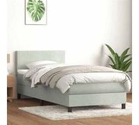 vidaXL Sommier à lattes de lit et matelas et LED gris clair 80x220 cm velours 3316713 Gris