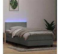 vidaXL Sommier à lattes de lit et matelas et LED gris clair 80x220 cm velours 3316809 Gris