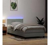 vidaXL Sommier à lattes de lit et matelas et LED gris clair 80x220 cm velours 3317097 Gris