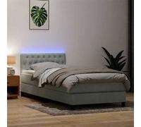 vidaXL Sommier à lattes de lit et matelas et LED gris clair 80x220 cm velours 3317193 Gris