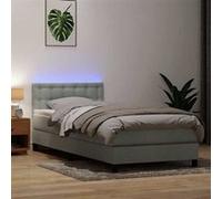 vidaXL Sommier à lattes de lit et matelas et LED gris clair 80x220 cm velours 3317289 Gris