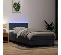 vidaXL Sommier à lattes de lit et matelas et LED gris foncé 80x220 cm velours 3317098 Gris