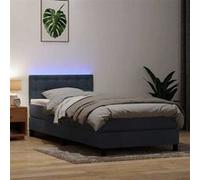 vidaXL Sommier à lattes de lit et matelas et LED gris foncé 80x220 cm velours 3317290 Gris
