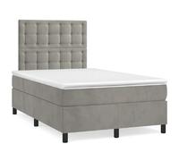 vidaXL Sommier à lattes de lit et matelas gris clair 120x190cm velours