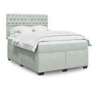 vidaXL Sommier à lattes de lit et matelas Gris clair 140x200cm Velours