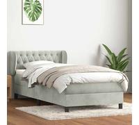 vidaXL Sommier à lattes de lit et matelas gris clair 80x210 cm velours