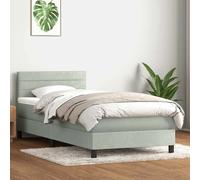 vidaXL Sommier à lattes de lit et matelas gris clair 80x210 cm velours