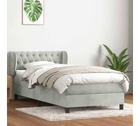 vidaXL Sommier à lattes de lit et matelas gris clair 80x220 cm velours