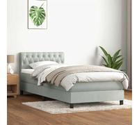 vidaXL Sommier à lattes de lit et matelas gris clair 80x220 cm velours