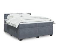 vidaXL Sommier à lattes de lit et matelas Gris foncé 200x200cm Velours