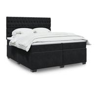 vidaXL Sommier à lattes de lit et matelas Noir 200x200 cm Velours