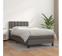 vidaXL Lit à sommier tapissier avec matelas Gris 90x190 cm Similicuir