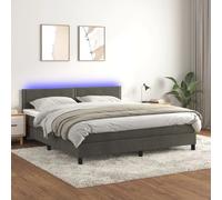 vidaXL Sommier à lattes de lit LED - Gris foncé 160x200 cm
