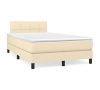 vidaXL Sommier à lattes de lit matelas et LED crème 120x190 cm tissu