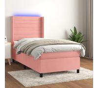vidaXL Sommier tapissier avec matelas et LED Rose 90x190 cm Velours