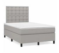 vidaXL Sommier à lattes de lit matelas LED gris clair 120x190 cm tissu