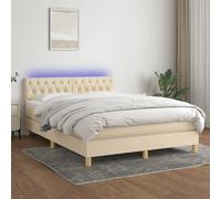 vidaXL Sommier à lattes et LED 140x200 cm - Crème