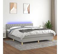 vidaXL Sommier tapissier matelas et LED Gris clair 160x200 cm Tissu