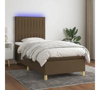 vidaXL Sommier tapissier et matelas et LED Marron foncé 90x190cm Tissu