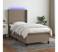 vidaXL Sommier à lattes et LED - Taupe