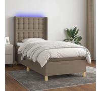 VIDAXL Sommier à lattes et LED - Taupe 90x190 cm Tissu