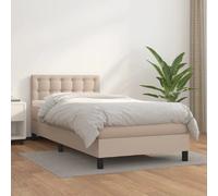vidaXL Sommier à lattes et matelas 100x200 cm - Similicuir Cappuccino