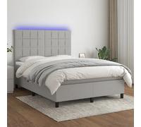 vidaXL Sommier à lattes et matelas LED gris clair 140x190 cm