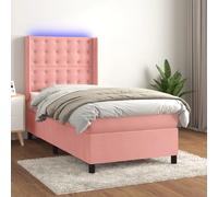 Vidaxl Sommier à lattes et matelas LED - Rose