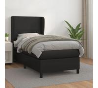 VidaXL Sommier à lattes et matelas - Noir, 90x190 cm similicuir